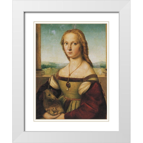 Portrait Of A Young Woman White Modern Wood Framed Art Print with Double Matting by Raphael