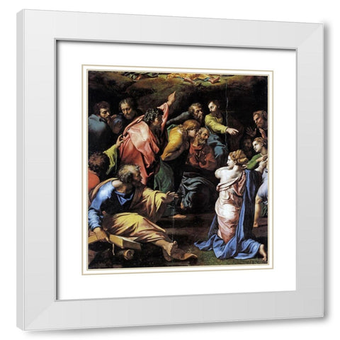 Transfiguration Detail White Modern Wood Framed Art Print with Double Matting by Raphael