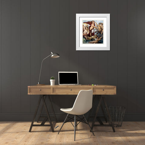 Triumph Of Galatea Detail White Modern Wood Framed Art Print with Double Matting by Raphael