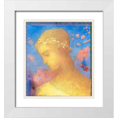 Beatrice White Modern Wood Framed Art Print with Double Matting by Redon, Odilon