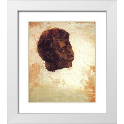 Black Angel White Modern Wood Framed Art Print with Double Matting by Redon, Odilon