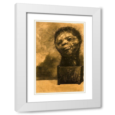 Cactus Man White Modern Wood Framed Art Print with Double Matting by Redon, Odilon