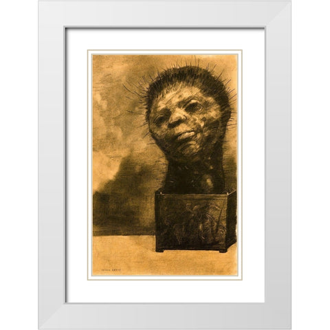 Cactus Man White Modern Wood Framed Art Print with Double Matting by Redon, Odilon