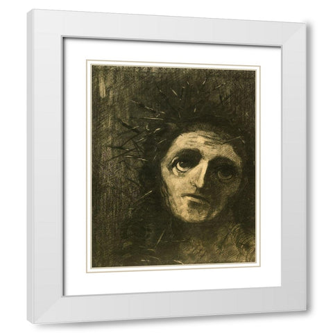 Christ White Modern Wood Framed Art Print with Double Matting by Redon, Odilon