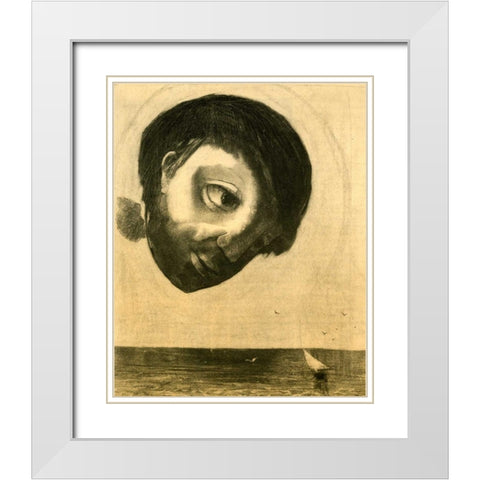 Guardian Spirit Of The Waters White Modern Wood Framed Art Print with Double Matting by Redon, Odilion