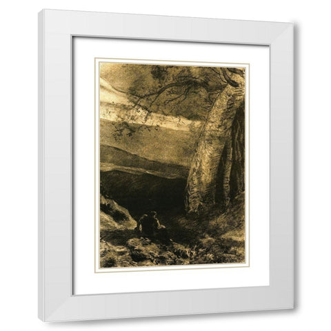 Landscape White Modern Wood Framed Art Print with Double Matting by Redon, Odilon