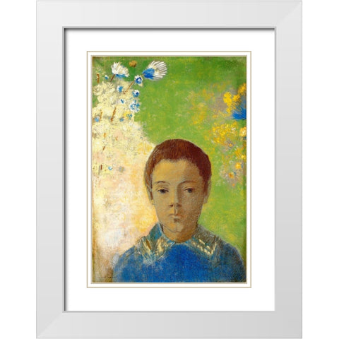 Portrait Of Ari White Modern Wood Framed Art Print with Double Matting by Redon, Odilon