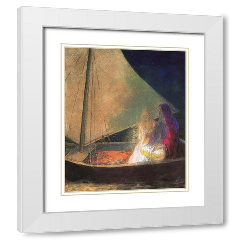 The Boat 3 White Modern Wood Framed Art Print with Double Matting by Redon, Odilon