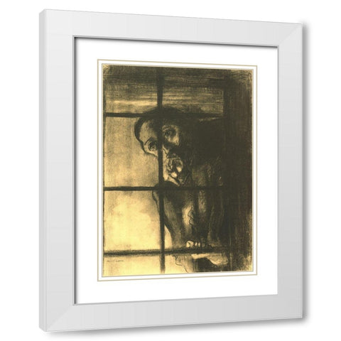 The Convict White Modern Wood Framed Art Print with Double Matting by Redon, Odilon