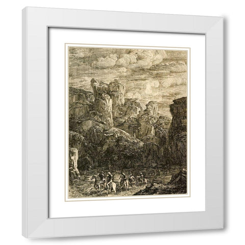 The Ford Landscape With Horseman White Modern Wood Framed Art Print with Double Matting by Redon, Odilon
