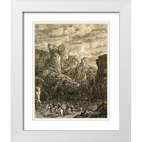 The Ford Landscape With Horseman White Modern Wood Framed Art Print with Double Matting by Redon, Odilon