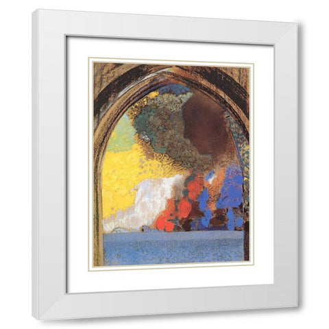 The Window White Modern Wood Framed Art Print with Double Matting by Redon, Odilon