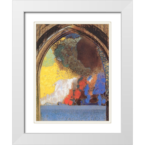 The Window White Modern Wood Framed Art Print with Double Matting by Redon, Odilon