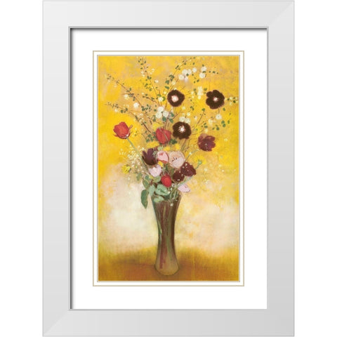 Vase Of Flowers 1916 White Modern Wood Framed Art Print with Double Matting by Redon, Odilon