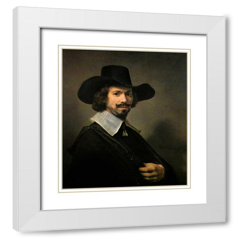 The Painter Hendrick Martensz White Modern Wood Framed Art Print with Double Matting by Van Rijn, Rembrandt