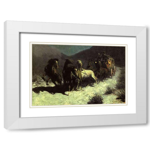 A Taint On The Wind White Modern Wood Framed Art Print with Double Matting by Remington, Frederic