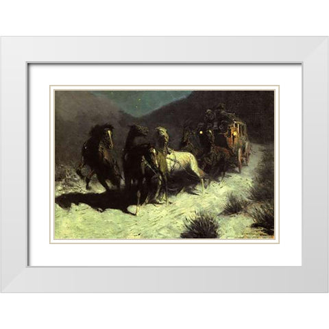 A Taint On The Wind White Modern Wood Framed Art Print with Double Matting by Remington, Frederic