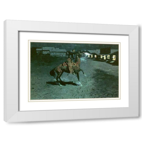 An Argument With The Town Marshal White Modern Wood Framed Art Print with Double Matting by Remington, Frederic