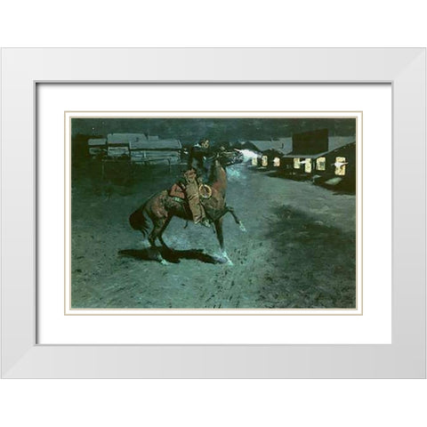 An Argument With The Town Marshal White Modern Wood Framed Art Print with Double Matting by Remington, Frederic
