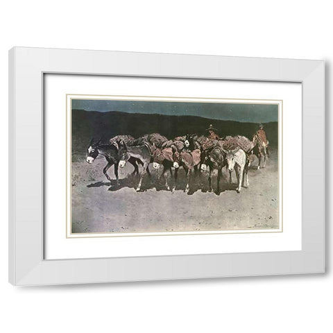 An Early Start For Market White Modern Wood Framed Art Print with Double Matting by Remington, Frederic
