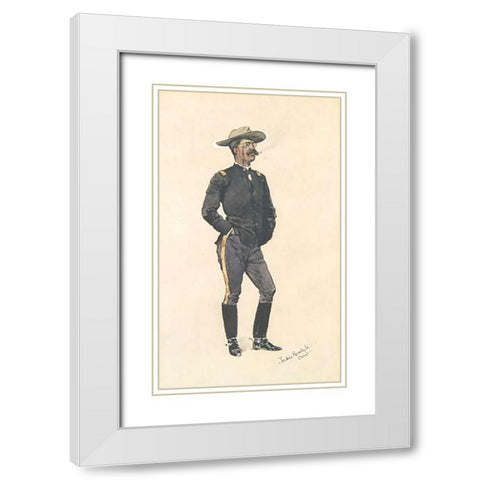 Lieutenant Hardie White Modern Wood Framed Art Print with Double Matting by Remington, Frederic