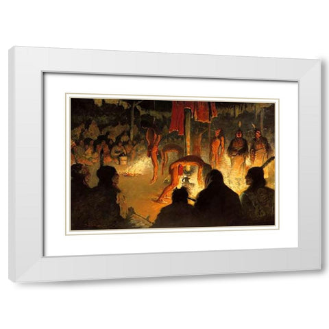 The Sundance White Modern Wood Framed Art Print with Double Matting by Remington, Frederic