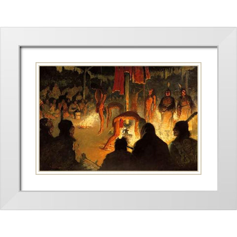 The Sundance White Modern Wood Framed Art Print with Double Matting by Remington, Frederic