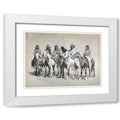 Waiting For The Beef Issue White Modern Wood Framed Art Print with Double Matting by Remington, Frederic
