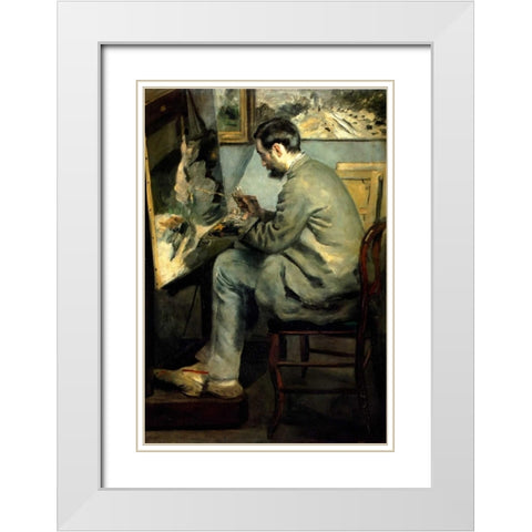 Bazille White Modern Wood Framed Art Print with Double Matting by Renoir, Pierre-Auguste