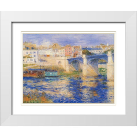 Bridge At Chatou White Modern Wood Framed Art Print with Double Matting by Renoir, Pierre-Auguste