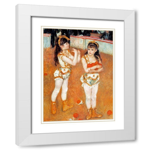 Jugglers At The Cirque Fernando White Modern Wood Framed Art Print with Double Matting by Renoir, Pierre-Auguste