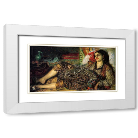 Odalisque White Modern Wood Framed Art Print with Double Matting by Renoir, Pierre-Auguste