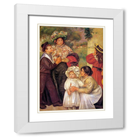 The Artists Family White Modern Wood Framed Art Print with Double Matting by Renoir, Pierre-Auguste