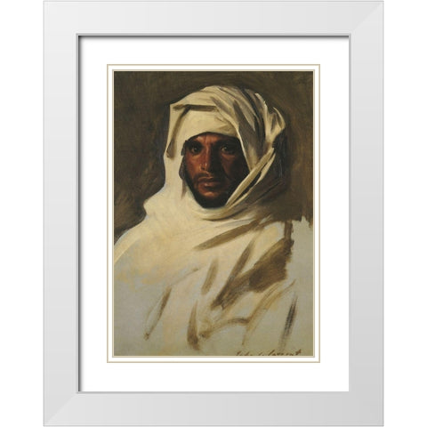 A Bedouin Arab 1891 White Modern Wood Framed Art Print with Double Matting by Sargent, John Singer