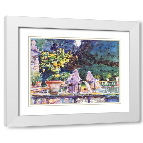 A Fountain White Modern Wood Framed Art Print with Double Matting by Sargent, John Singer
