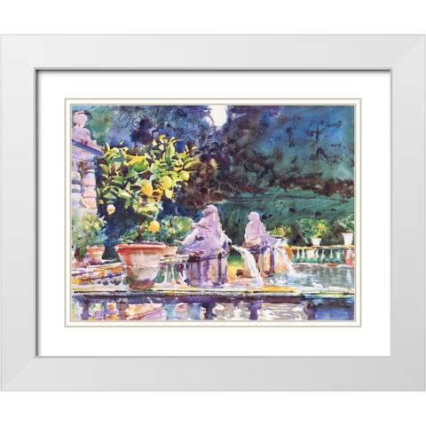 A Fountain White Modern Wood Framed Art Print with Double Matting by Sargent, John Singer