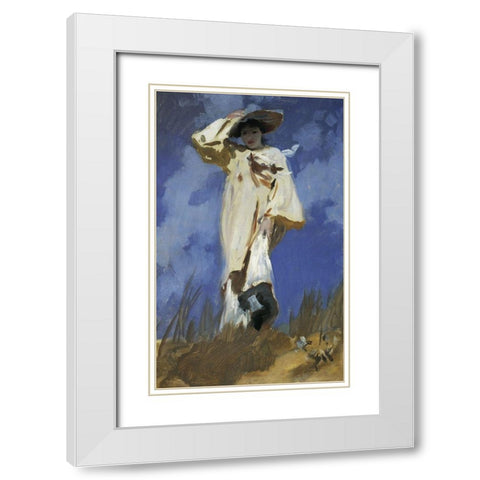 A Gust of Wind White Modern Wood Framed Art Print with Double Matting by Sargent, John Singer