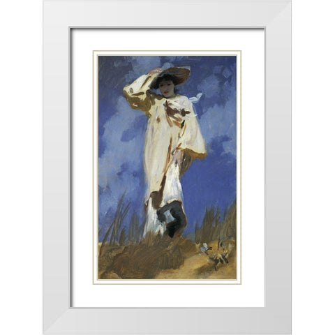 A Gust of Wind White Modern Wood Framed Art Print with Double Matting by Sargent, John Singer