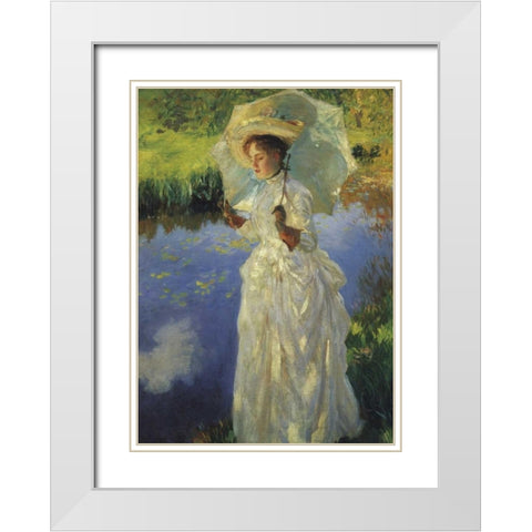 A Morning Walk 1888 White Modern Wood Framed Art Print with Double Matting by Sargent, John Singer