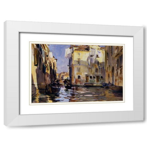 A Side Canal, Venice, 1902-04 White Modern Wood Framed Art Print with Double Matting by Sargent, John Singer