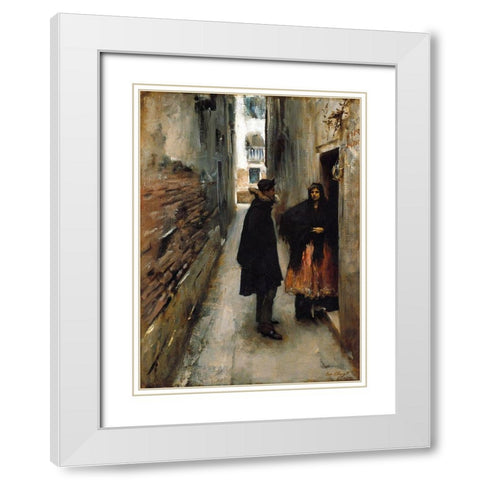 A Street in Venice White Modern Wood Framed Art Print with Double Matting by Sargent, John Singer