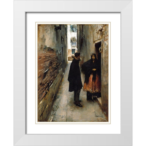 A Street in Venice White Modern Wood Framed Art Print with Double Matting by Sargent, John Singer