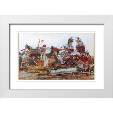 A Wrecked Sugar Refinery White Modern Wood Framed Art Print with Double Matting by Sargent, John Singer