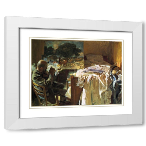 An Artist in his Studio White Modern Wood Framed Art Print with Double Matting by Sargent, John Singer