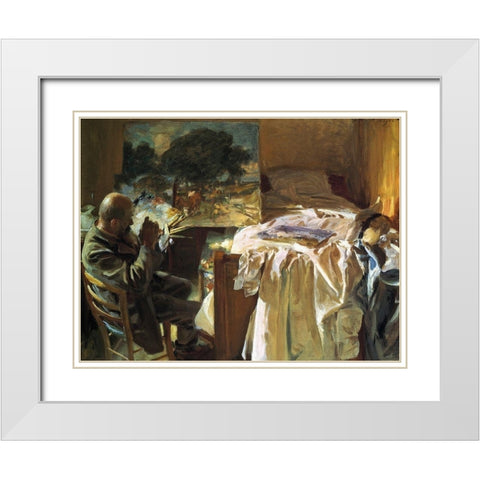 An Artist in his Studio White Modern Wood Framed Art Print with Double Matting by Sargent, John Singer