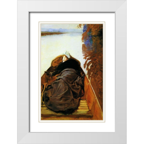 Autumn on the River, 1889 White Modern Wood Framed Art Print with Double Matting by Sargent, John Singer