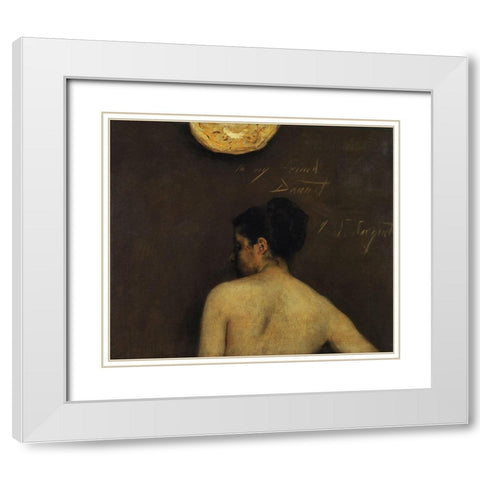 Back View of a Nude Model White Modern Wood Framed Art Print with Double Matting by Sargent, John Singer