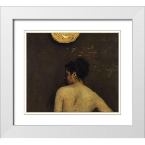 Back View of a Nude Model White Modern Wood Framed Art Print with Double Matting by Sargent, John Singer