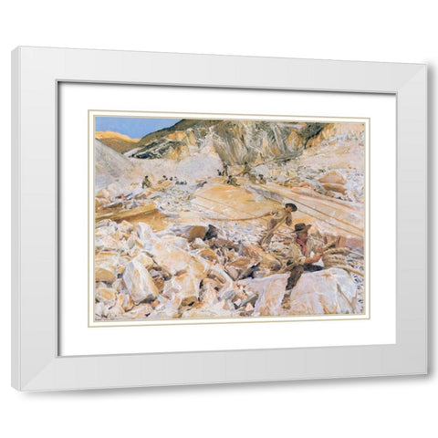 Bringing Down Marble from Quarries to Carrara White Modern Wood Framed Art Print with Double Matting by Sargent, John Singer