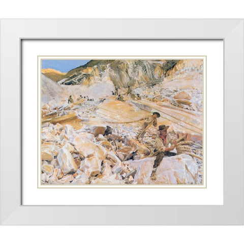 Bringing Down Marble from Quarries to Carrara White Modern Wood Framed Art Print with Double Matting by Sargent, John Singer